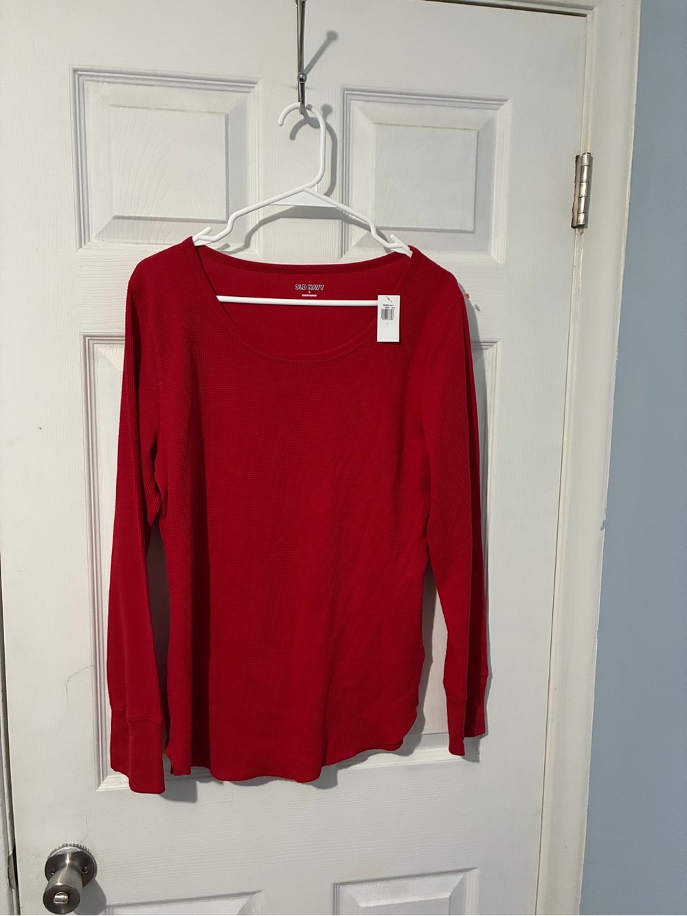 Old Navy Red Long-Sleeve Scoop Neck Tee Shirt